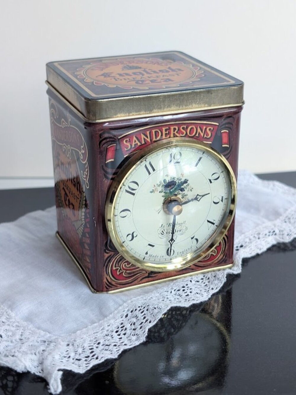 Vintage Sandersons English Breakfast Tea Tin Clock
